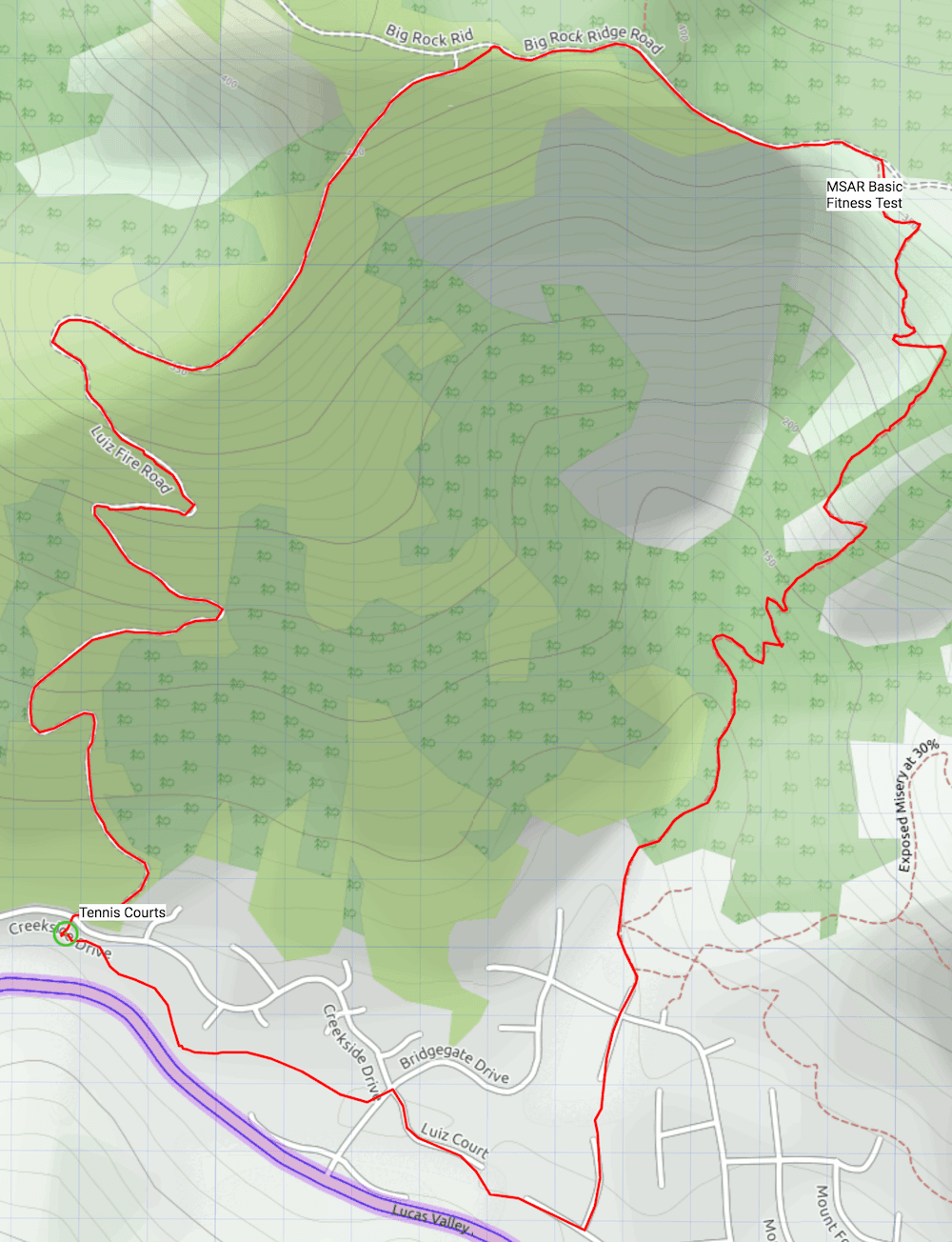 Basic fitness test topographic map